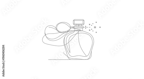 Minimalist Perfume Bottle Line Art with Sparkles