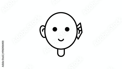 Minimalist Robot Head Icon, Simple Line Art, Futuristic Technology Concept