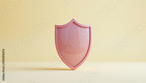 Glossy Pink Shield Against Soft Gradient