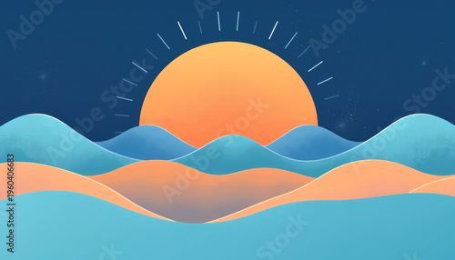 Sunset Serenity Over Abstract Hills