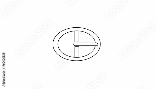 Minimalist Oval Buckle Outline Icon Vector Illustration