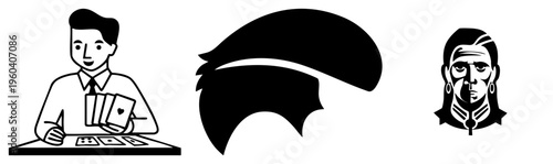 Casino gambler playing poker, card game player, table game, gambling scene, blackjack table, deck of cards, casino entertainment.