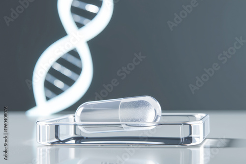 Clear Gel Capsule and Illuminated Double Helix
