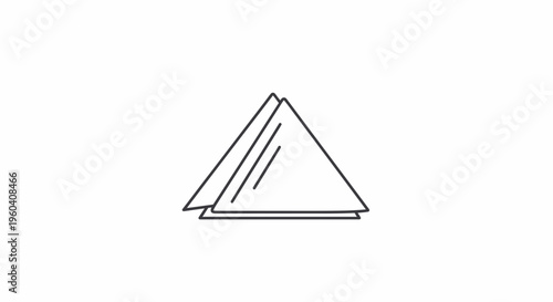 Minimalist Line Art Icon of Folded Napkins, Simple Geometric Shapes, Clean Design