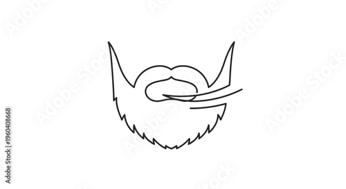 Minimalist Line Art of a Beard and Mustache with a Cigarette