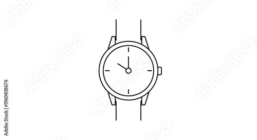Minimalist Line Art of a Classic Wristwatch