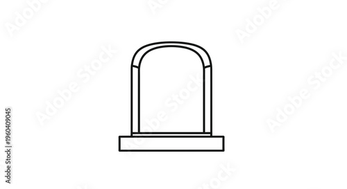 Simple Archway Tombstone Icon, Gravestone Silhouette, Memorial Monument Vector
