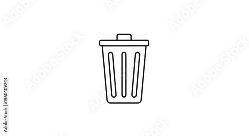 Simple black and white outline icon of a trash can, isolated on a white background.