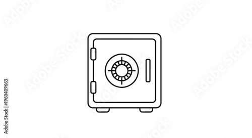 Secure Safe Deposit Box Icon, Financial Security and Protection Concept