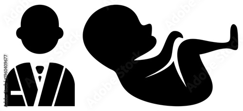 Parental figure with child silhouette, gestational representation, maternity, pregnancy symbol, parental care, gestational form, silhouette pair.