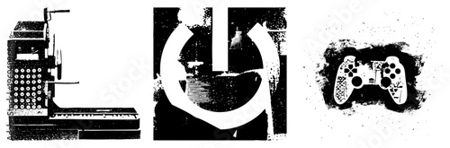 Antique store counter device, old fashioned register, point of sale machine, retro accounting equipment, black and white halftone graphic.