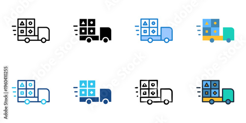 Shipment consolidation icons set multiple style collection. Editable stroke 
