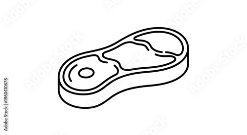 Raw Steak Icon Outline, Fresh Meat Cut, Butcher Shop Ingredient, Simple Food Graphic