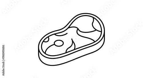 Raw Steak Icon Vector Illustration - Fresh Meat Cut for Grilling or Cooking