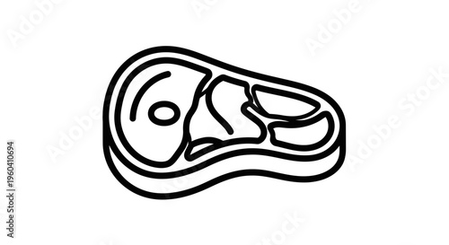 Raw Steak Icon, Meat Cut, Butcher Shop, Food Vector Illustration