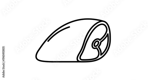 Raw Steak Slice Icon Vector Illustration - Minimalist Meat Cut Outline