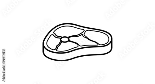 Raw T-bone steak illustration, isolated on white background, meat cut, food icon