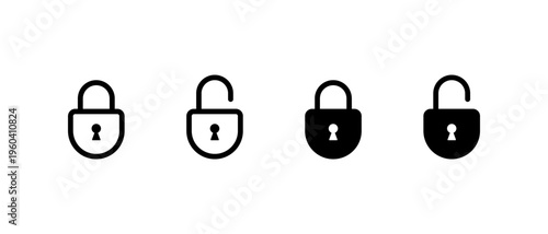 Lock unlock icon set. Close and open padlock symbol. Security access sign