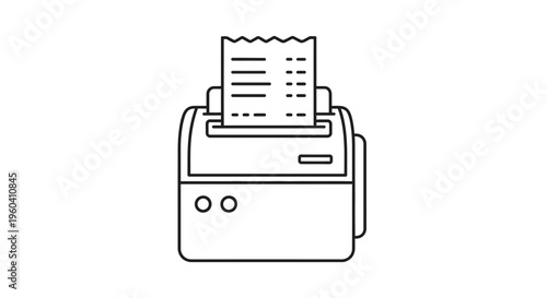 Receipt Printer Icon - Simple Line Art of a Cash Register Receipt Machine