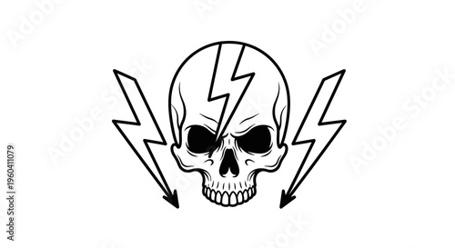 Electric Skull Danger Symbol - High Voltage Warning Illustration