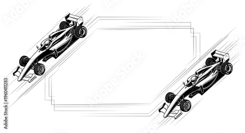 Dynamic sports car frame with speed motion lines for automotive design