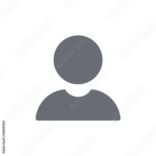 Simple, abstract gray icon representing a person's head and shoulders