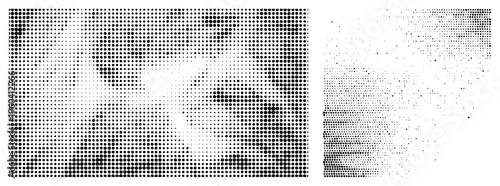 Black and white halftone dots forming gradient, vector texture, print design element, typographic background, graphic.