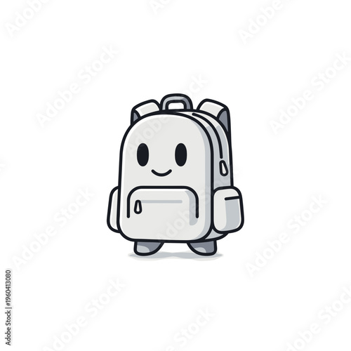 Smiling cartoon backpack with face.