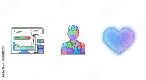 Colorful Heart and Person Icons.