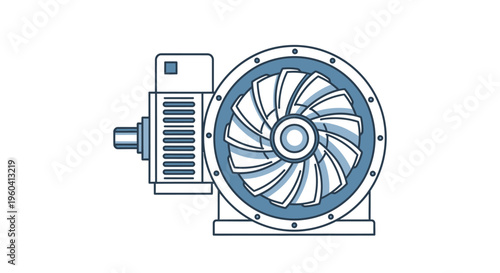 Industrial Electric Motor Fan Closeup.