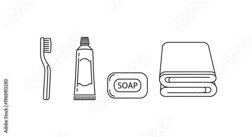 Toothbrush Toothpaste Soap Towel Hygiene Essentials.