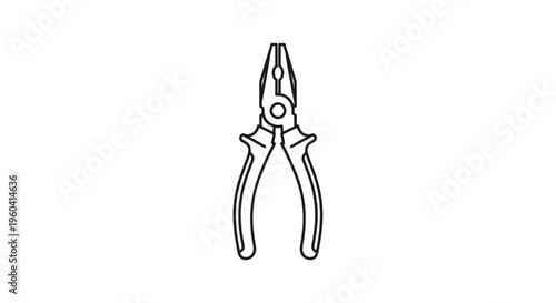 Pliers Tool Icon, Simple Line Art Illustration, Isolated on White Background