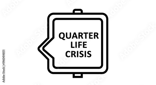 Quarter Life Crisis Speech Bubble Icon - Young Adult Stress and Uncertainty