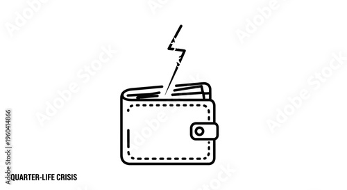 Quarter Life Crisis Wallet Lightning Bolt Money Financial Stress Concept