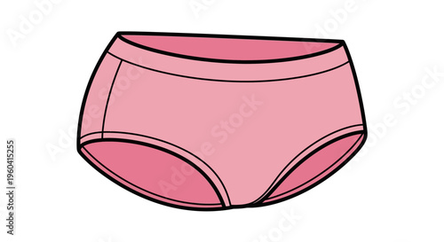 Pink Children's Underwear, Cartoon Style, Isolated on White Background