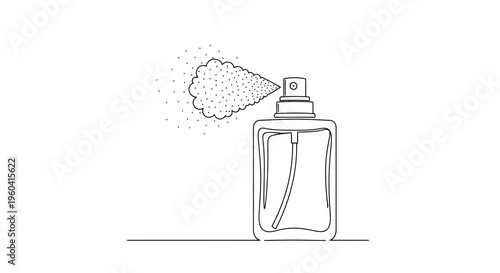 Perfume Bottle Spraying Fragrance Mist - Minimalist Line Art