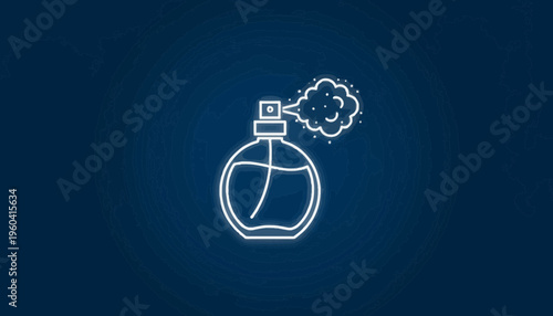 Perfume Bottle Spraying Fragrance Mist Over Abstract Globe Background