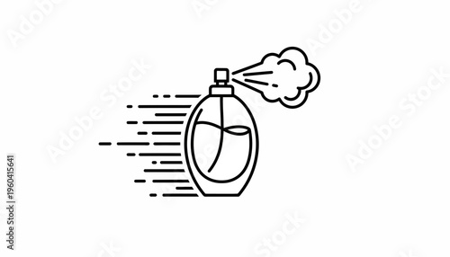 Perfume Bottle Spraying Fragrance Mist with Motion Lines