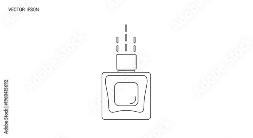 Perfume Bottle Spraying Fragrance Mist, Minimalist Line Art Icon