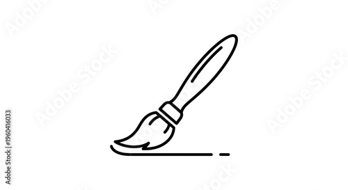 Paintbrush Drawing a Line, Artistic Tool Icon, Creative Art and Design Concept