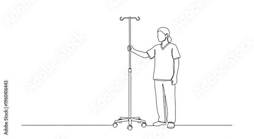 Nurse with IV Stand: Medical Care, Hospital Equipment, Healthcare Professional