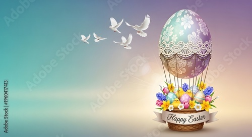 easter egg with bunny and eggs