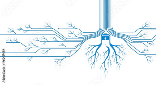 Abstract Network Connection with Root System Illustration