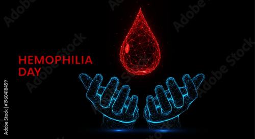 Blood Health Awareness Concept with Futuristic Glowing Drop