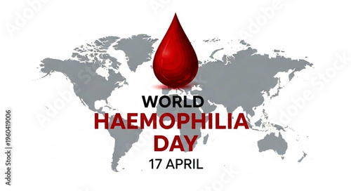 World Hemophilia Day Concept with Blood Drop and Map Background