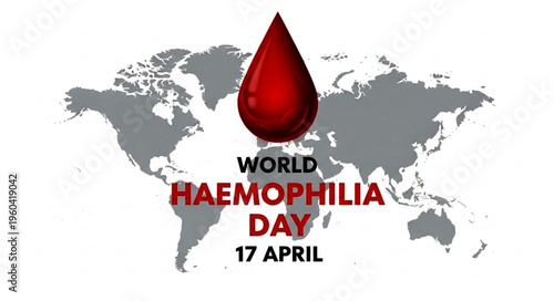 Hemophilia Awareness Poster with Blood Drop and World Map