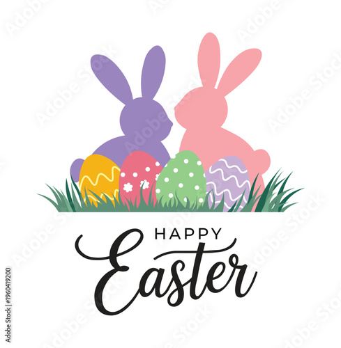 Easter bunny silhouette design vector card 