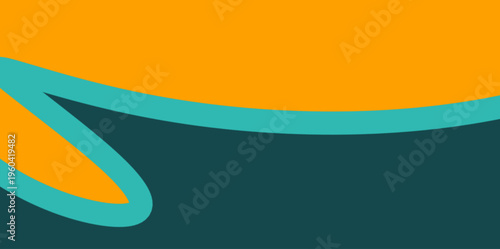 Clean vector background illustration with a thick teal line separating vibrant orange and dark emerald green sections for modern branding. Intended Use: Presentation slides and landing pages.
