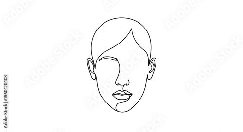 Minimalist Single Line Drawing of a Human Face, Abstract Portrait, Elegant Outline Art