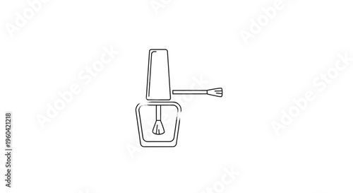 Minimalist Nail Polish Bottle with Brush Icon, Beauty and Cosmetics Line Art